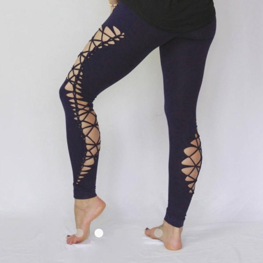 Hand tied braided yoga pants